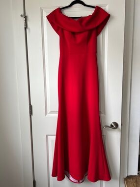 Betsy and Adam red formal gown. Gorgeous!